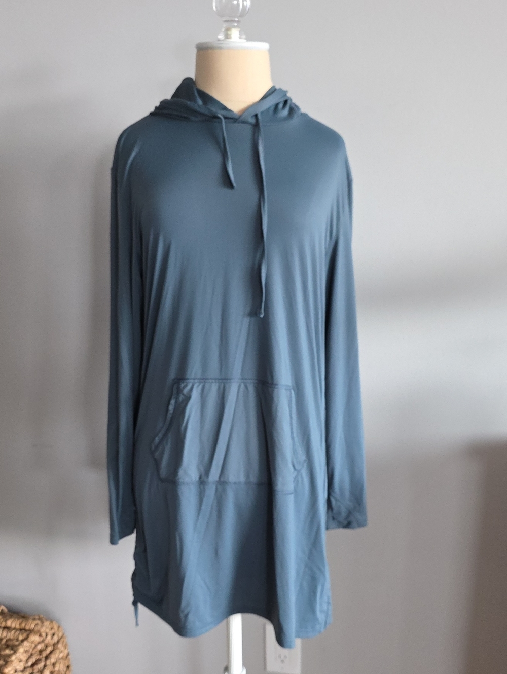 Costa Lightweight Hooded Tunic in Dusty Blue